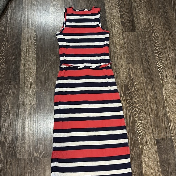 Banana Republic Striped Sleeveless Maxi Dress - Red coral, White, and Blue - Picture 5 of 9